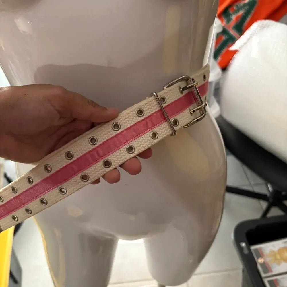 Hollister-co Women's White and Pink Belt